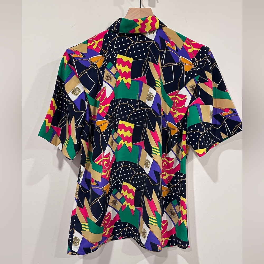 Vintage Notations Abstract Print Button-Front Blo… - image 3